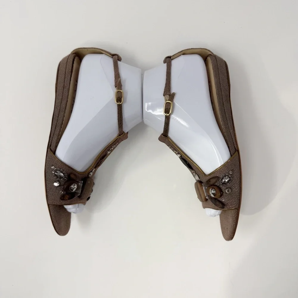 Oscar de la Renta Embellished T Strap Sandals Women EU 37 Made in Italy